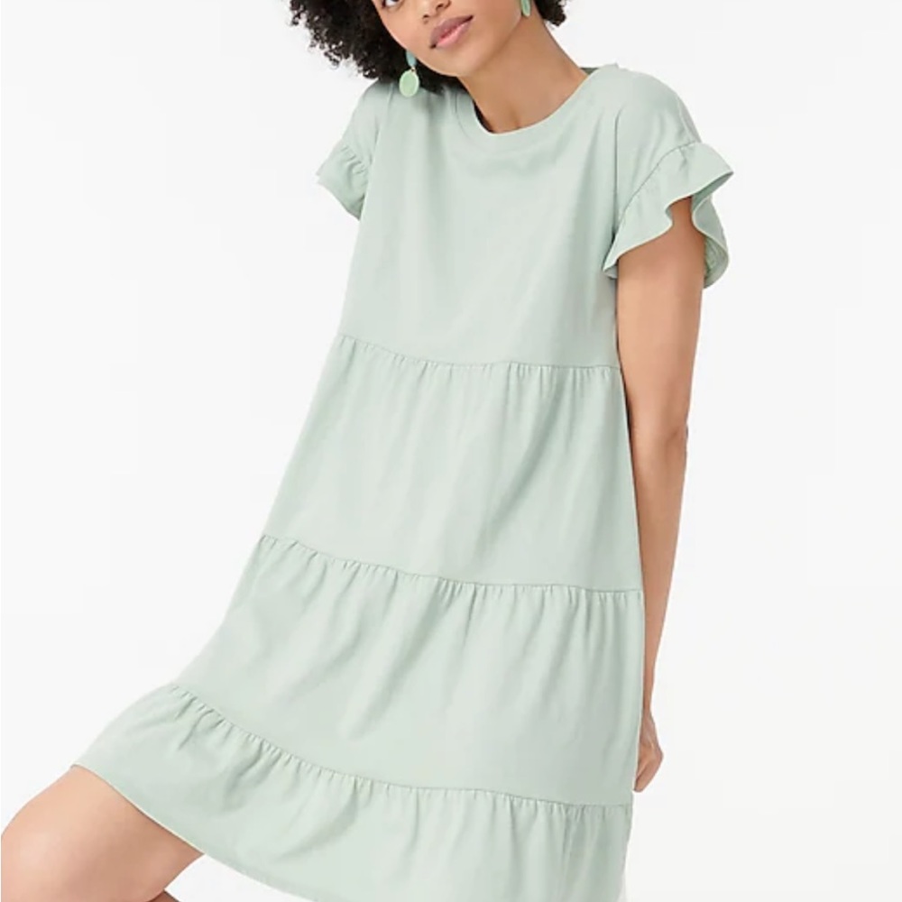 Sage Green J Crew Tiered Jersey Dress